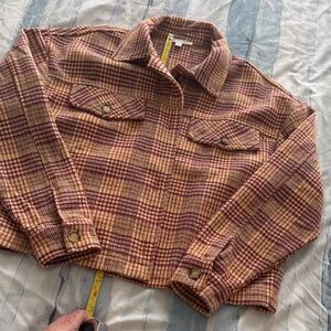 Cozy Plaid Teddy Jacket - Brown and Tan